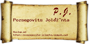 Pozsegovits Jolánta névjegykártya